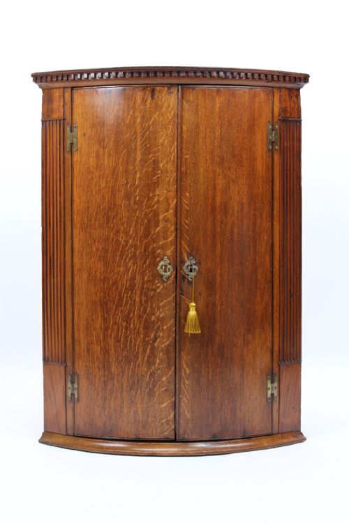 Georgian Oak Bow Front Corner Cupboard
