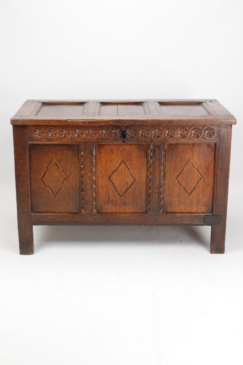 17th Century Charles II Oak & Inlaid Coffer