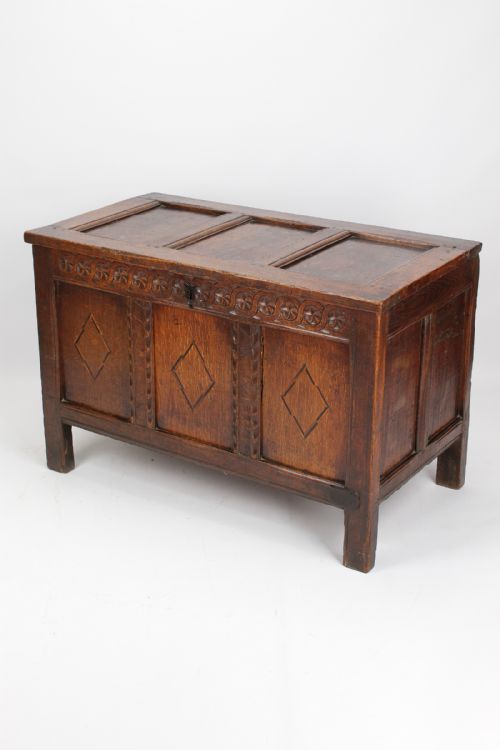 fig 1. 17th Century Charles II Oak & Inlaid Coffer