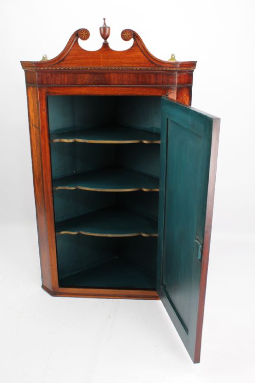fig 1. Antique Georgian Mahogany & Inlaid Corner Cupboard
