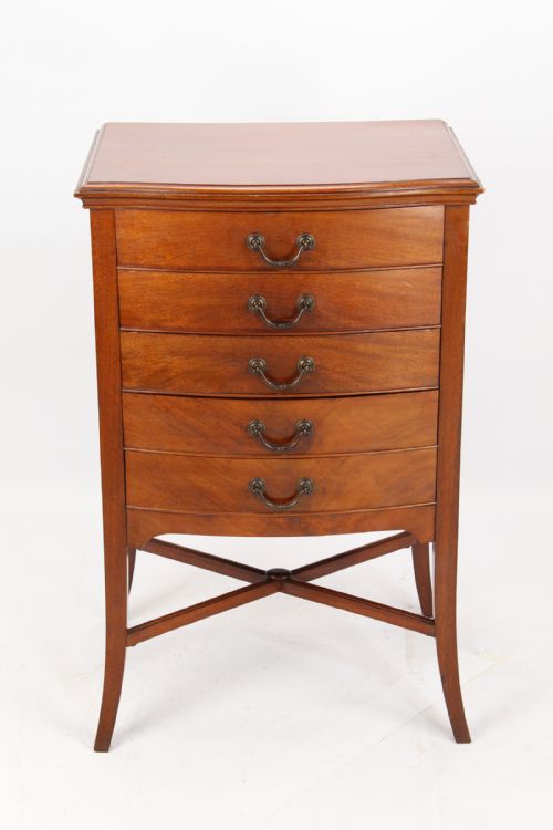 Antique Bow Front Mahogany Music Cabinet