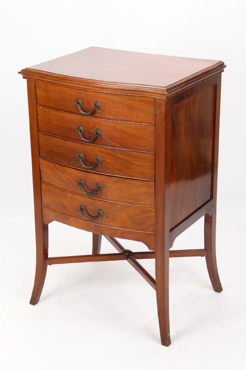 fig 1. Antique Bow Front Mahogany Music Cabinet