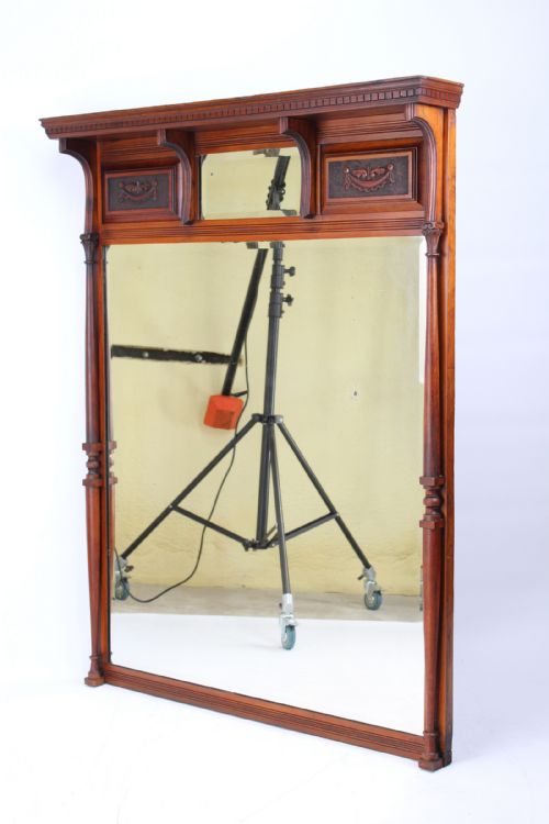 fig 1. Large Victorian Walnut Overmantle Mirror