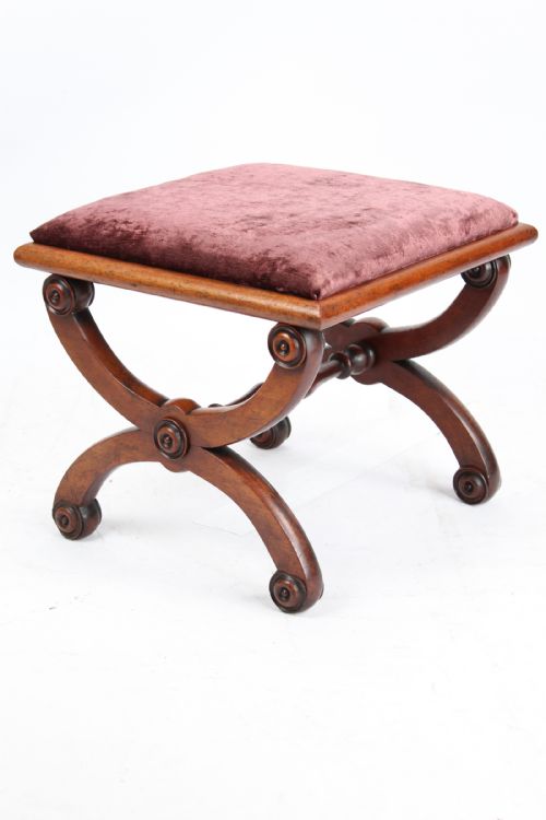 Antique Victorian Mahogany X-frame Stool