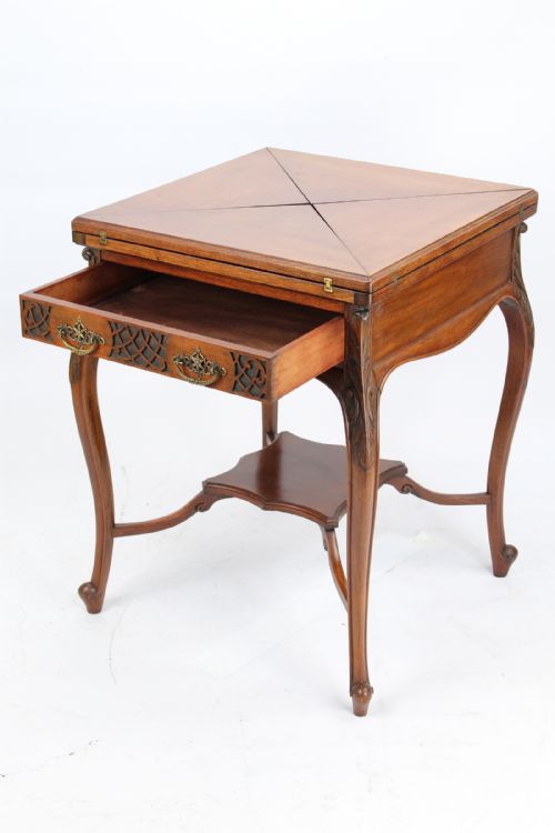 fig 1. Victorian Mahogany Envelope Card Table