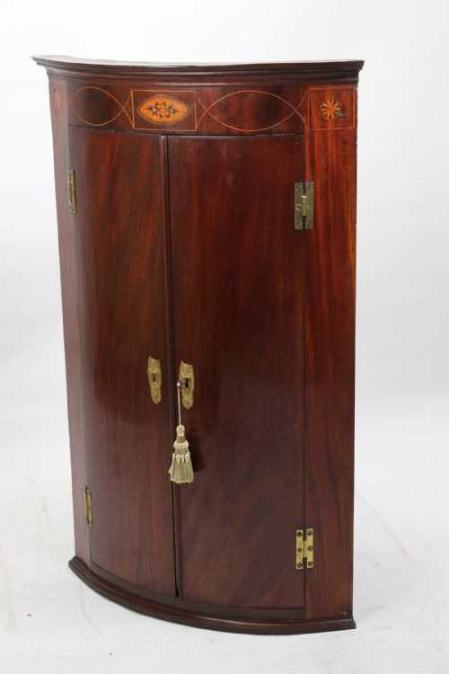fig 1. Georgian Mahogany Bow Front Corner Cupboard