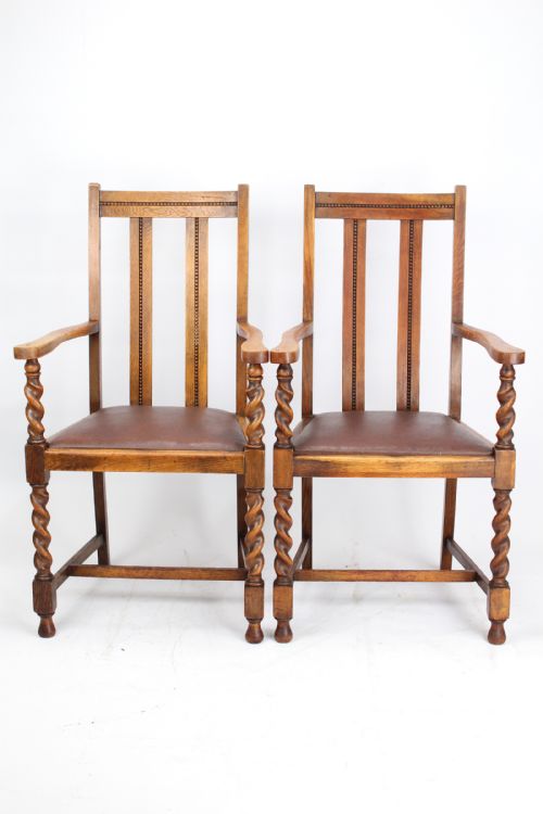 fig 1. Pair of Edwardian Oak Carver Chairs