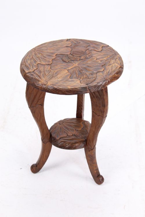Small Antique Liberty & Co Carved Japanese Coffee Table