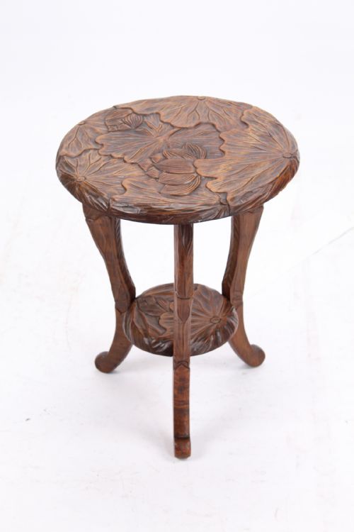 fig 1. Small Antique Liberty & Co Carved Japanese Coffee Table