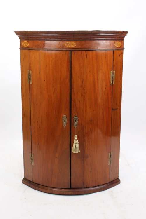 Georgian Mahogany Bow Front Corner Cupboard