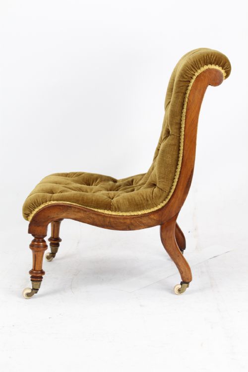 fig 1. Small Victorian Button Back Walnut Slipper Chair