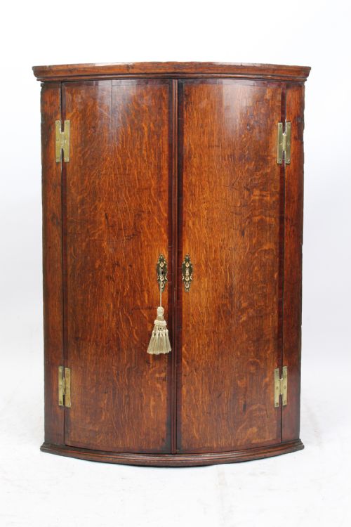Georgian Oak Bow Front Corner Cupboard