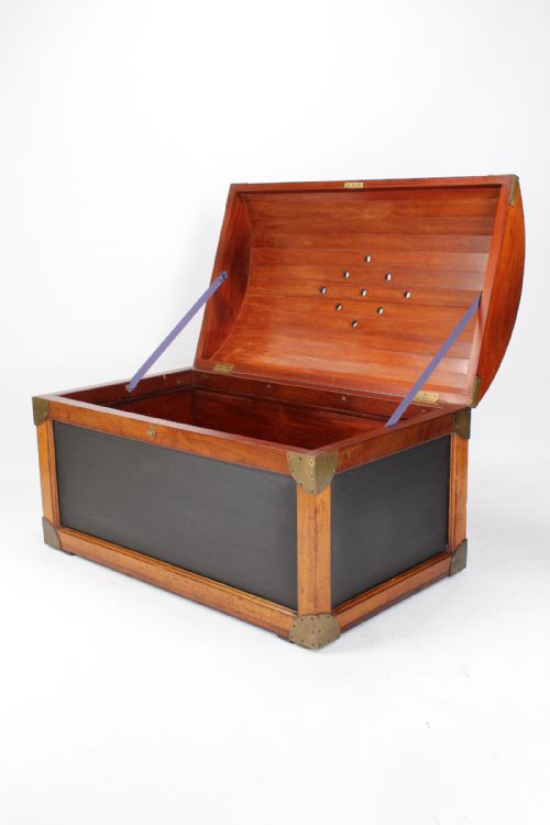 fig 1. Edwardian Mahogany Dome Top Trunk