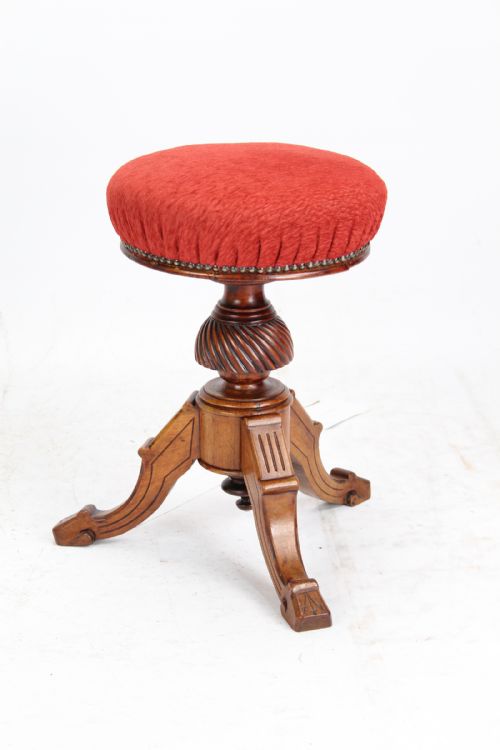 Victorian Walnut Adjustable Rise and Fall Piano Stool