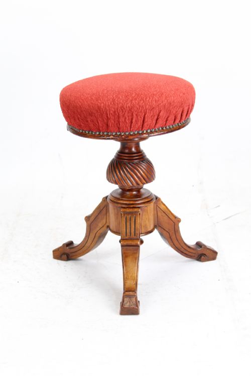 fig 1. Victorian Walnut Adjustable Rise and Fall Piano Stool