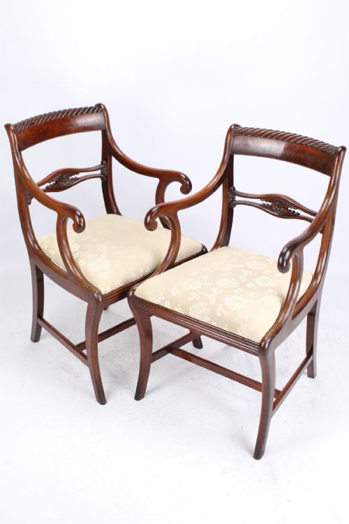 Pair of Regency Mahogany Open Armchairs