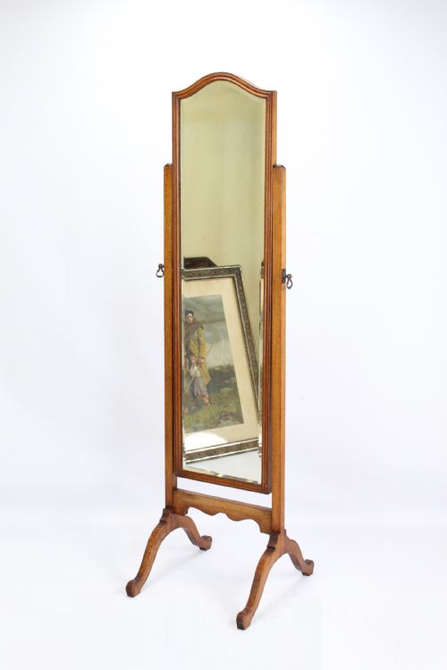 Antique Edwardian Oak Cheval Mirror