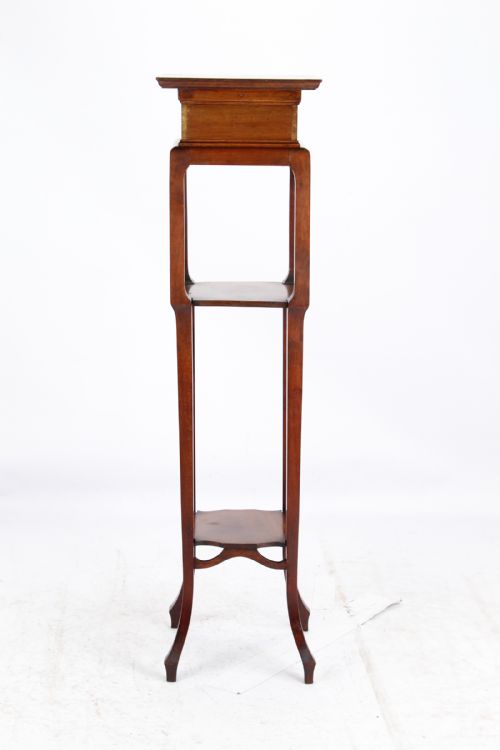 fig 1. Tall Edwardian Arts and Crafts Mahogany Plant Stand Jardinier