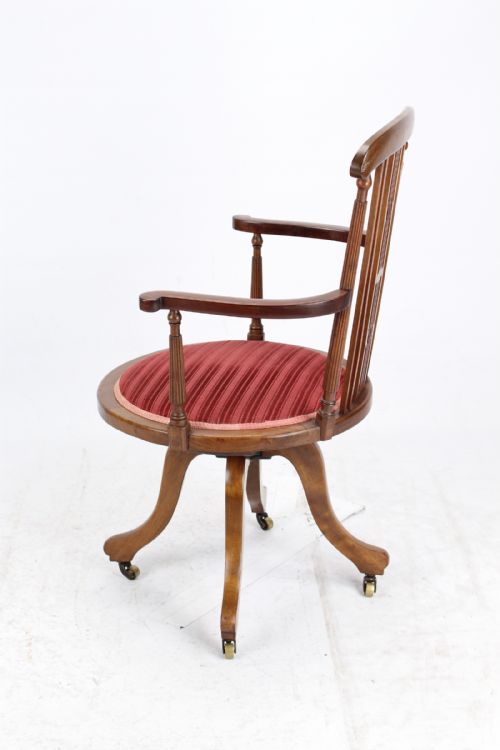 fig 1. Edwardian Mahogany & Inlaid Swivel Desk Chair