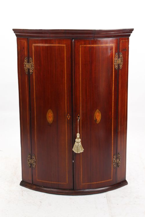 Georgian Mahogany Bow Front Corner Cupboard