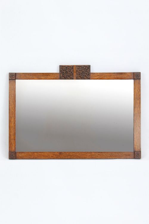 Art Deco Oak Hall Mirror Overmantle