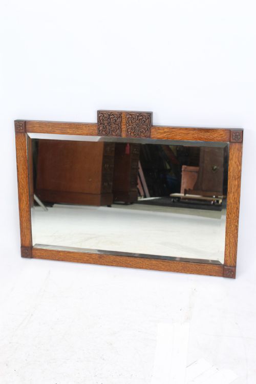 fig 1. Art Deco Oak Hall Mirror Overmantle