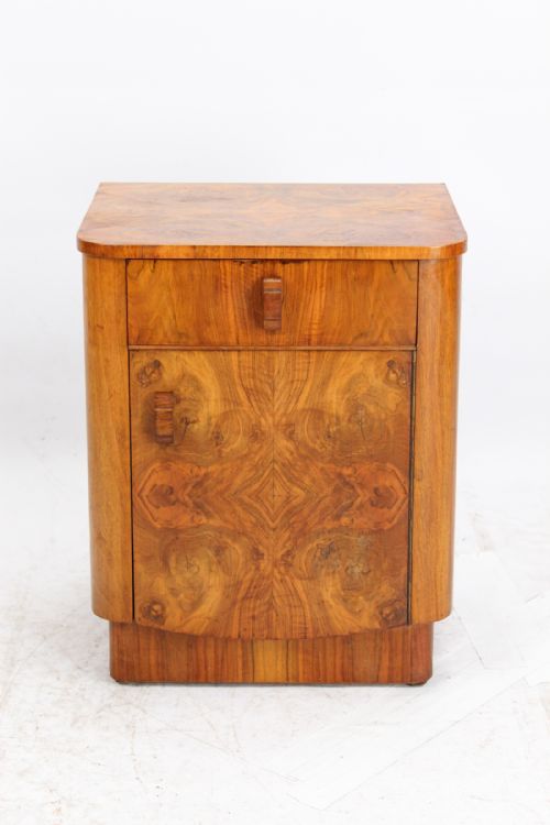 fig 1. Small Art Deco Walnut Bedside Cabinet Night Table
