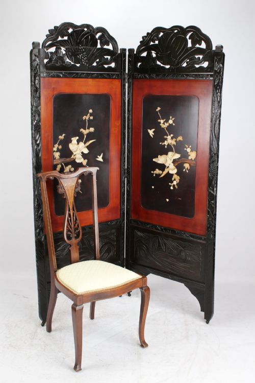 fig 1. Tall Japanese Inlaid Shibayama Dressing Screen