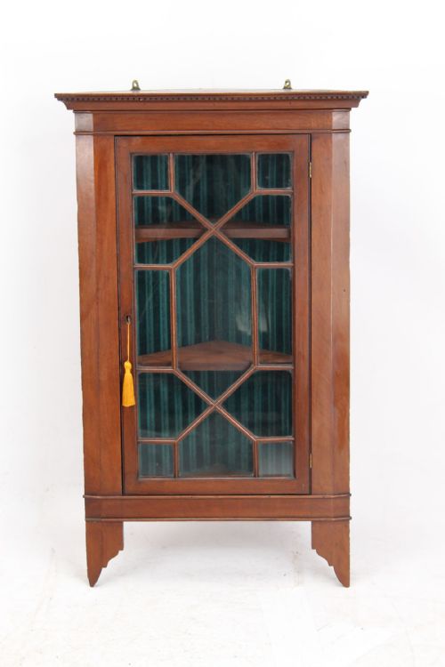Small Edwardian Mahogany Hanging Corner Cabinet
