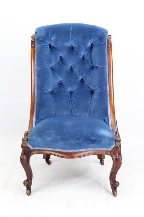 fig 1. Victorian Button Back Walnut Slipper Chair