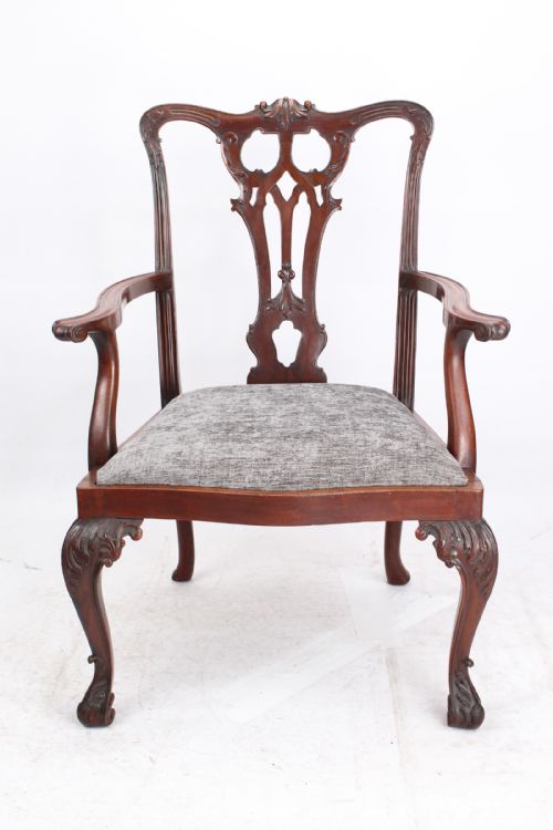 Edwardian Mahogany “Chippendale” Desk Chair Armchair