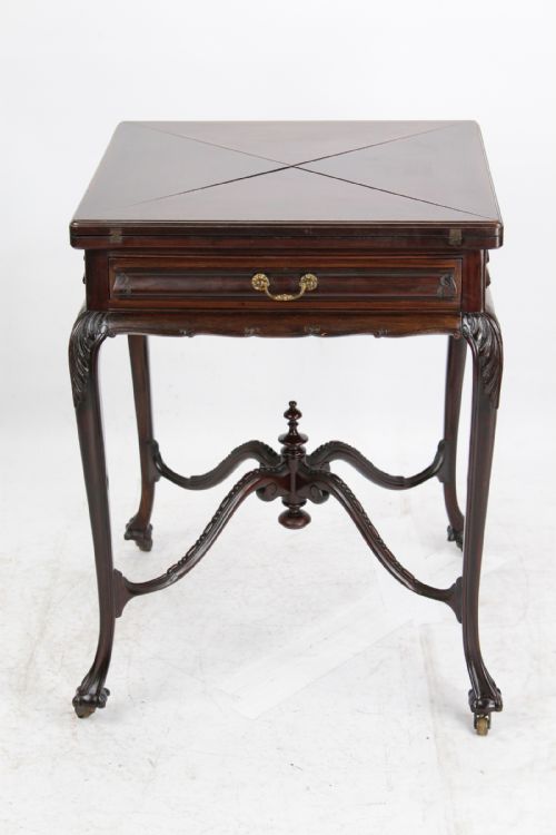 fig 1. Victorian Mahogany Envelope Card Table