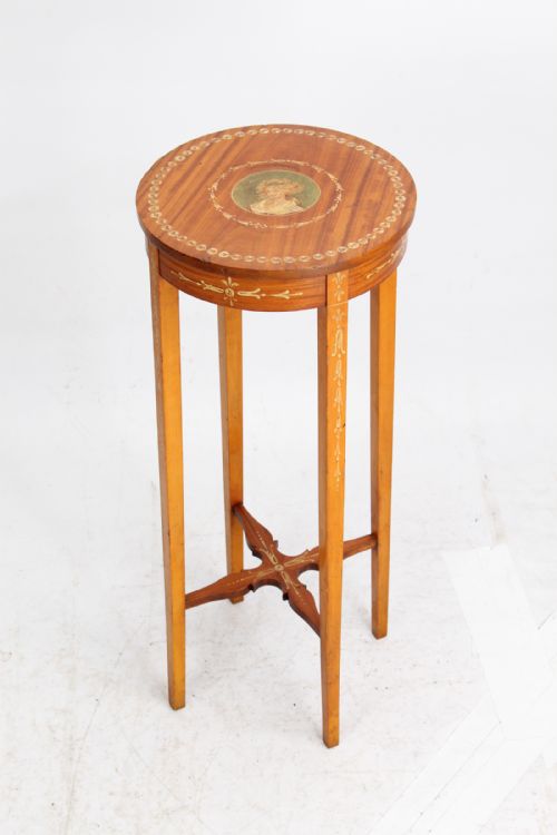 Small Edwardian Painted Satinwood Plant Stand Jardiniere