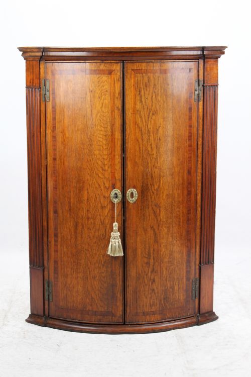 Georgian Oak Bow Front Corner Cupboard