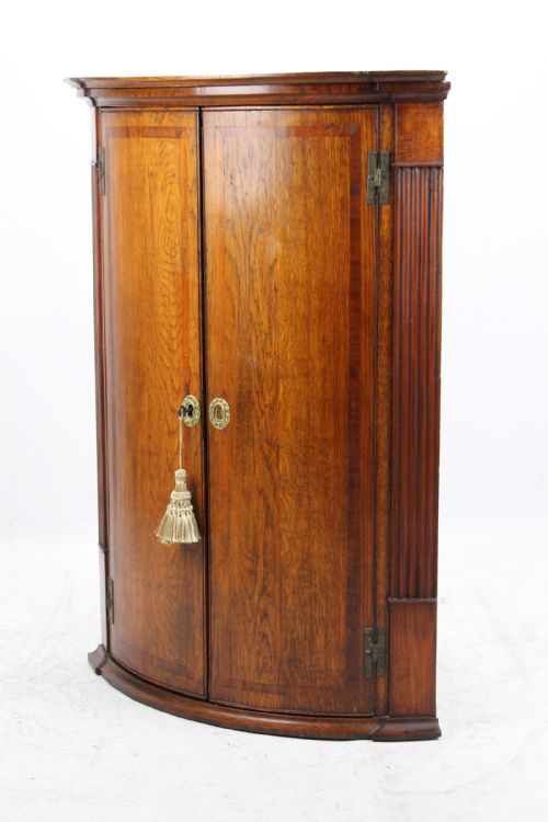 fig 1. Georgian Oak Bow Front Corner Cupboard
