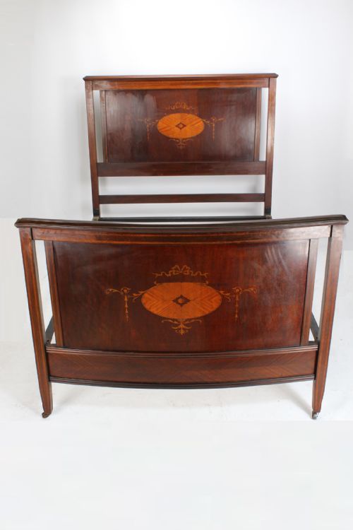 fig 1. Edwardian Mahogany & Inlaid Double Bed