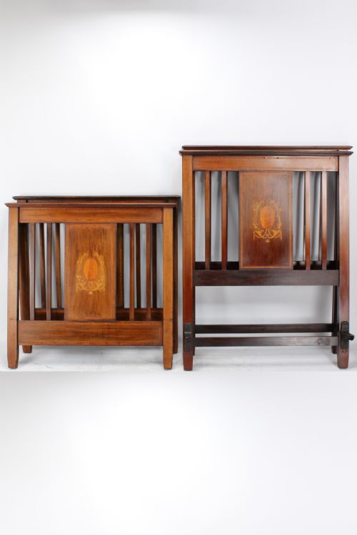 fig 1. Pair Edwardian Mahogany & Inlaid Single Beds