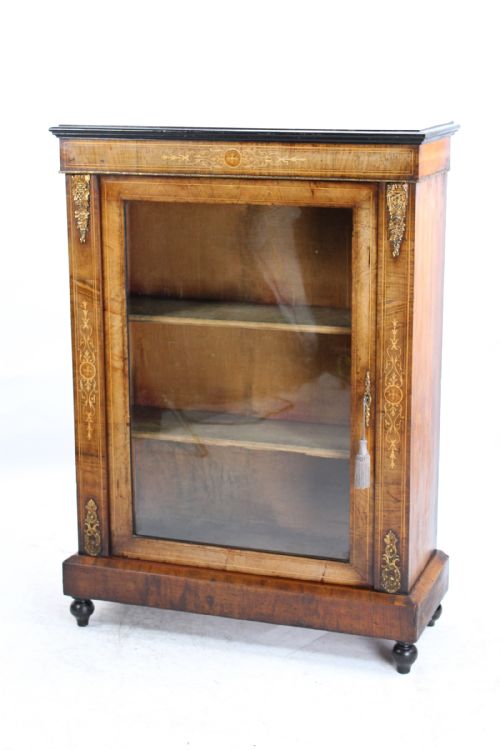 fig 1. Victorian Walnut Pier Cabinet Bookcase
