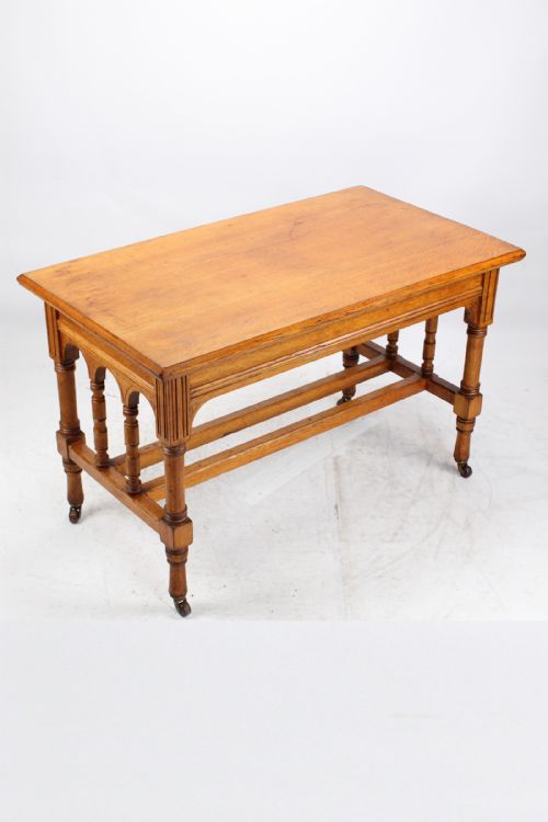 Victorian Gothic Revival Oak Dining Table