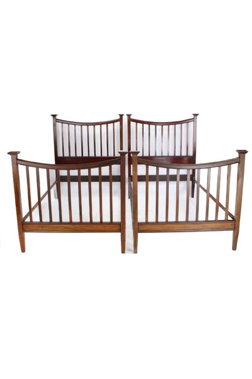 Pair Large Single Edwardian Arts & Crafts Beds