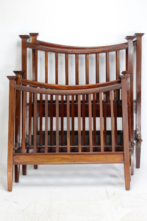 fig 1. Pair Large Single Edwardian Arts & Crafts Beds