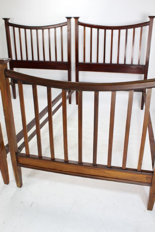 fig 2. Pair Large Single Edwardian Arts & Crafts Beds