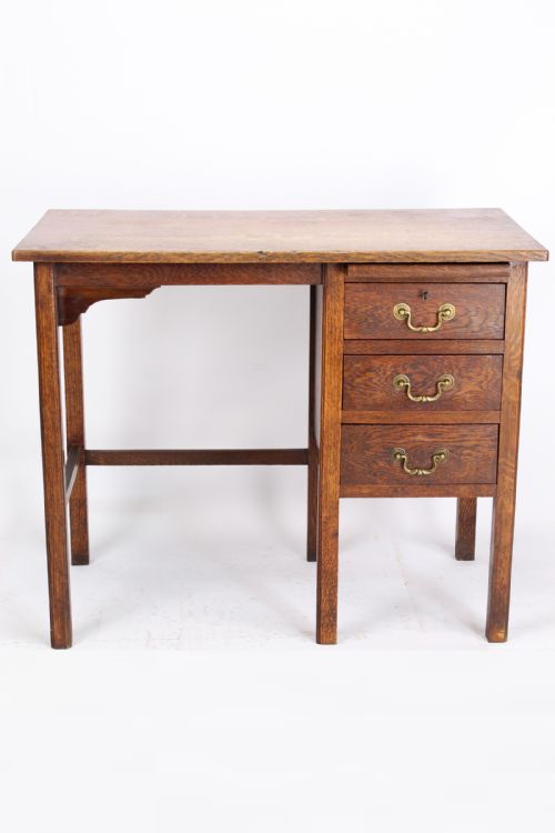 Small Edwardian Oak Single Pedestal Desk