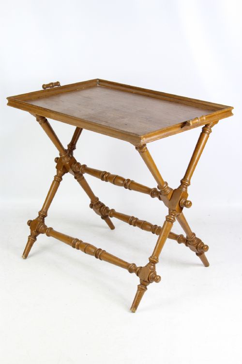 Victorian Pine Butlers Serving Tray on Folding Stand