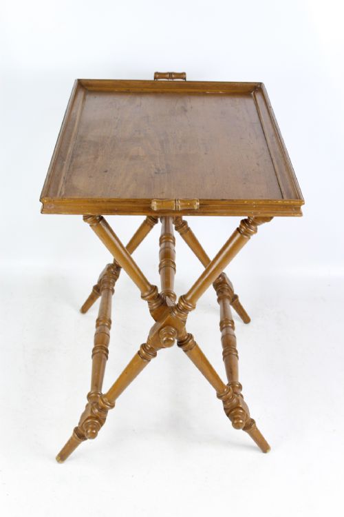 fig 1. Victorian Pine Butlers Serving Tray On Folding Stand