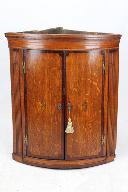 Georgian Oak Bow Front Corner Cupboard