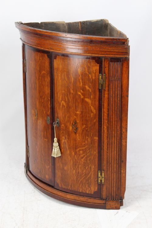 fig 1. Georgian Oak Bow Front Corner Cupboard