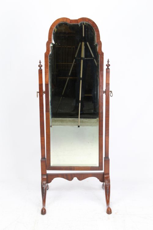 Small Edwardian Mahogany Cheval Mirror