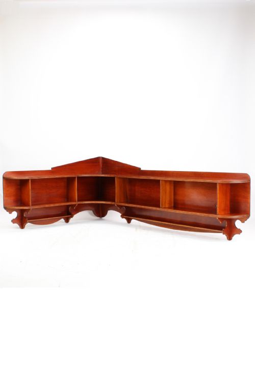 Large Edwardian Mahogany Hanging Corner Shelves