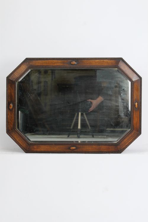 fig 1. Large Art Deco Oak Octagonal Mirror